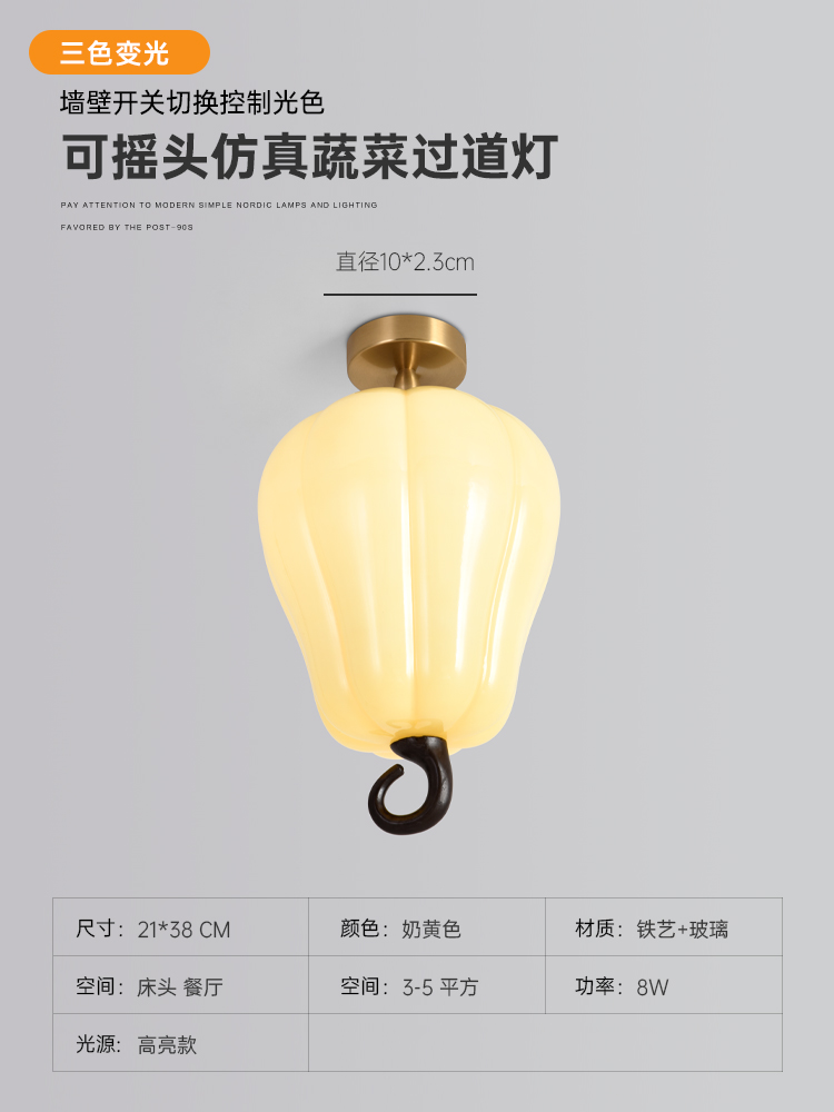 【原创水果系列】过道灯吸顶儿童房北欧创意艺术仿真蔬菜装饰灯具