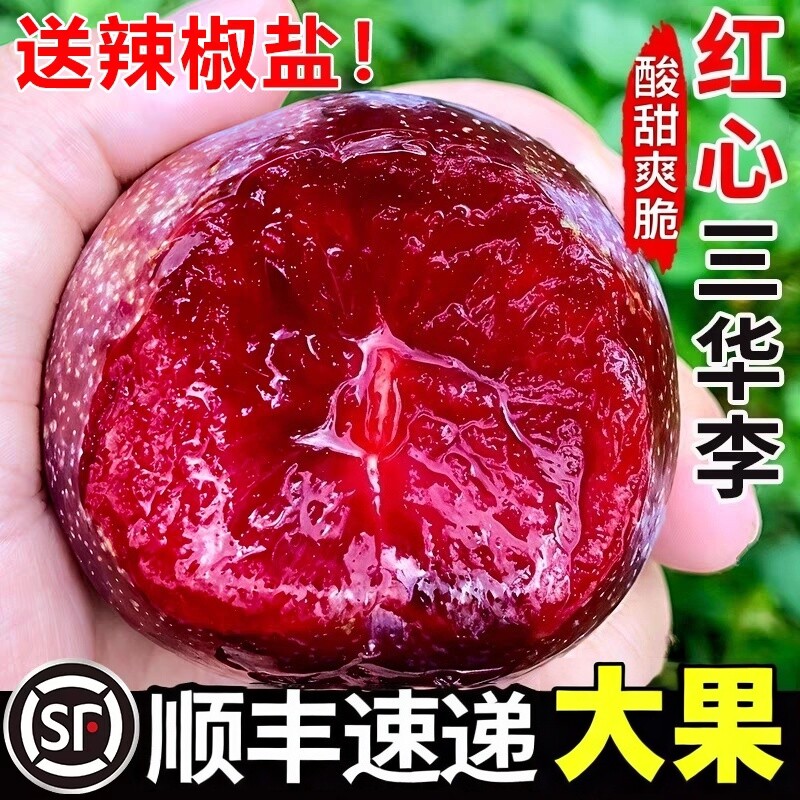 红心三华李子新鲜广东前排酸甜脆爽孕妇水果当季大果5斤顺丰包邮3