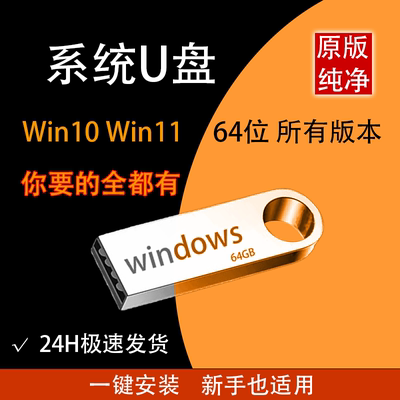 系统装机u盘win10系统u盘w11正版重装64位纯净一键装机台式笔记本