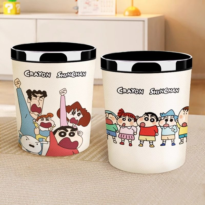 蜡笔小新垃圾桶轻奢卡通大号大容量高颜值家用客厅卧室厨房卫生间