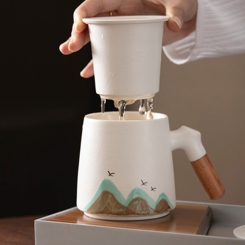 厂家批发千里江山陶瓷马克杯茶水