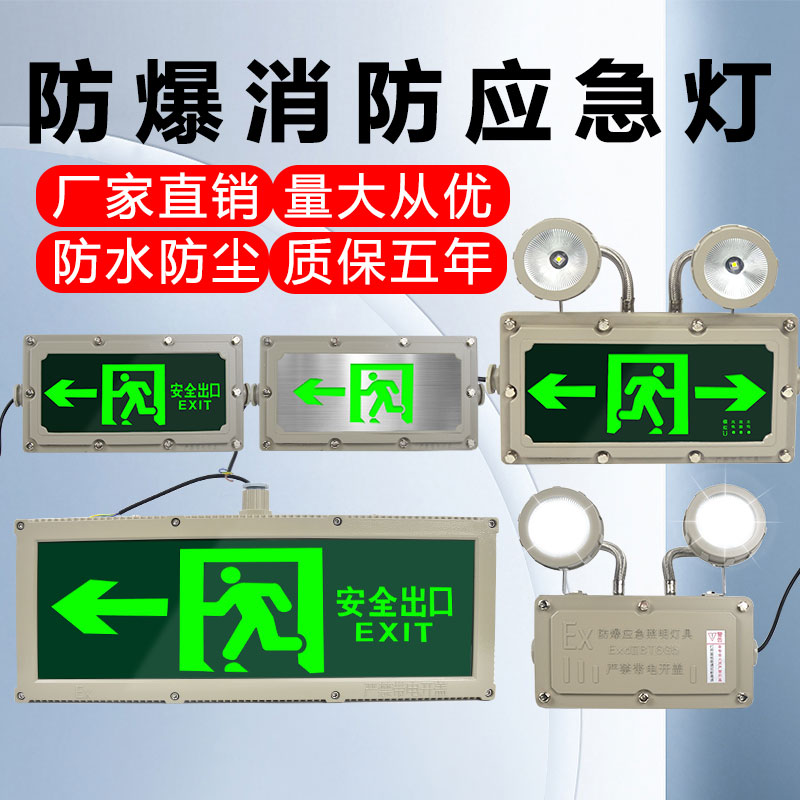 led防爆双头应急灯加油站EX防尘疏散安全出口指示消防通道灯36V