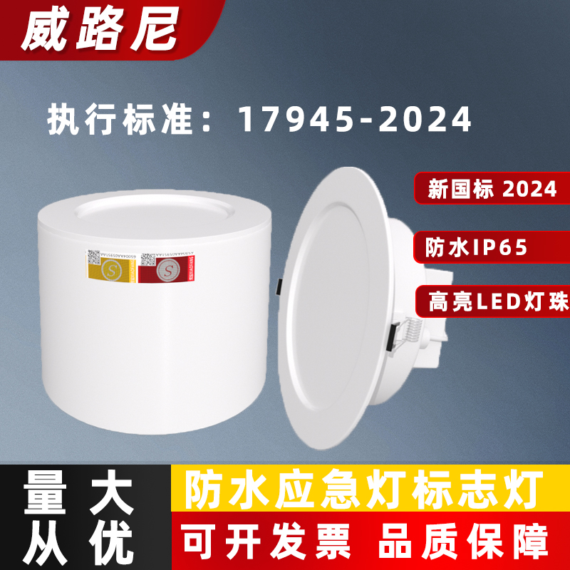 消防应急灯新国标2024执行标准照明筒灯led应急筒灯明装嵌入筒灯