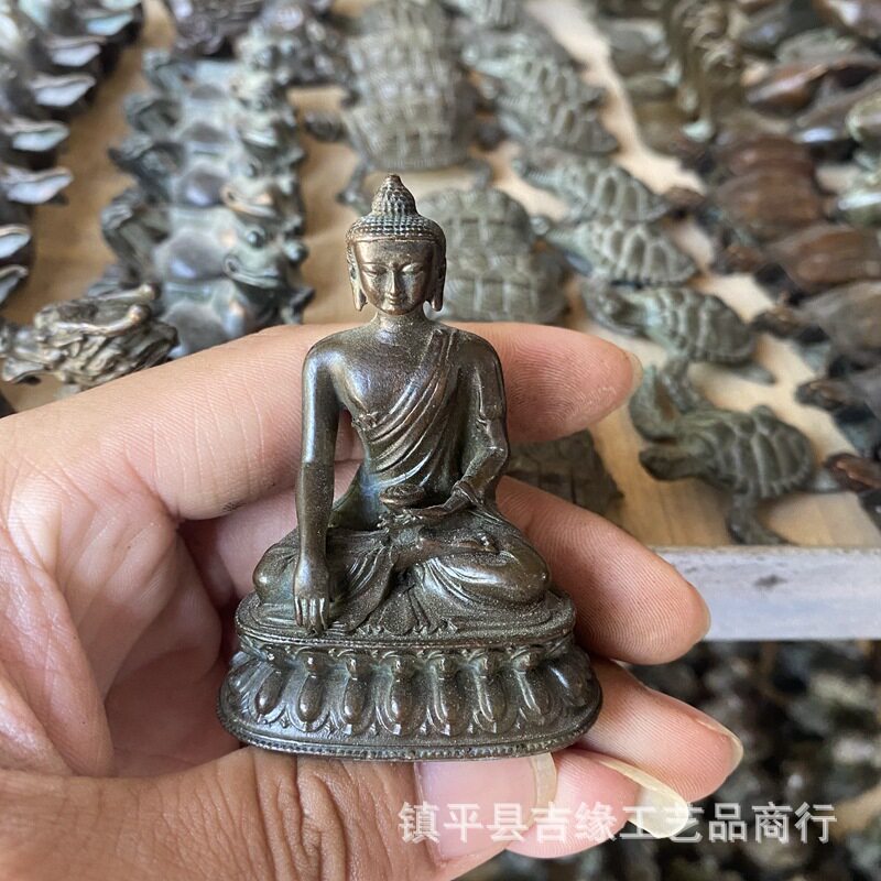 复古藏传佛长寿佛藏佛密宗菩萨居家佛堂装饰小摆件古玩合金佛像
