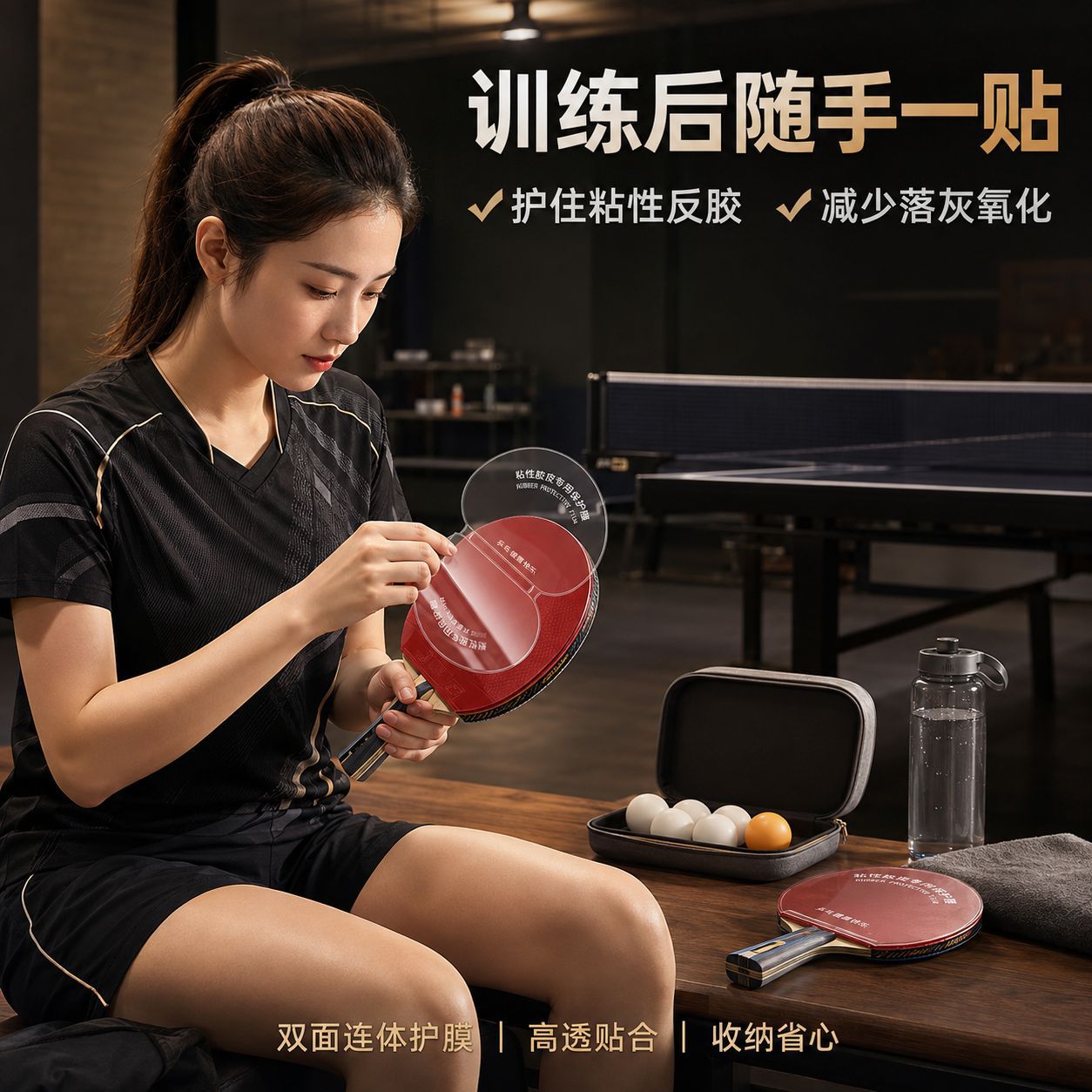 适用红双喜连体保护膜乒乓球拍粘图片