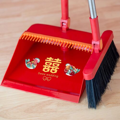 喜事用品结婚大红色扫把簸箕套装婚庆家用扫地红扫帚笤帚撮箕组合