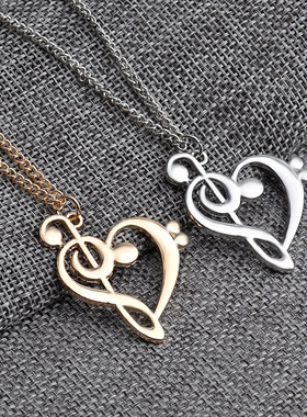 欧美热卖音乐风音符新品流行简约时尚百搭长款女士合金毛衣链配饰