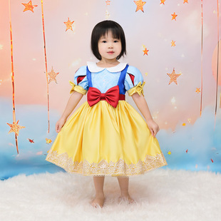 女童2026夏新ins风短袖白雪公主连衣裙六一儿童节演出礼服蓬蓬裙