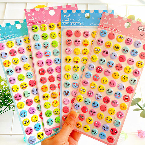 卡通笑脸表情3D立体泡泡贴纸贴画