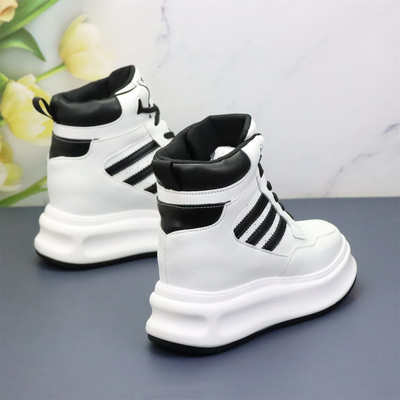 高帮厚底鞋10-12厘米隐形增高鞋女2025新款透气小白鞋百搭女单鞋