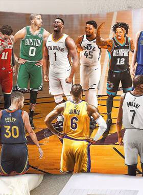 NBA全明星双面抱枕科比詹姆斯库里周边枕头送男生礼物靠枕定制