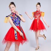 打鼓服装 新款 中国风成人女现代舞表演服水鼓舞短裙快板舞蹈演出服