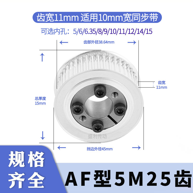 免键同步轮5M25齿AF齿宽11总厚15