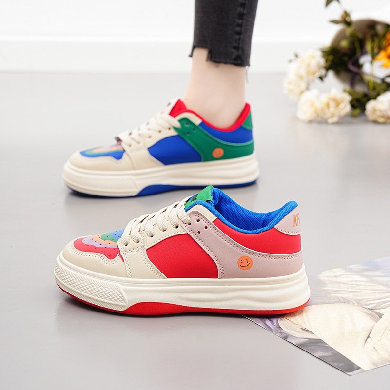 ins韩版鸳鸯小白鞋女2025春季新款学生百搭拼色板鞋平底休闲鞋女