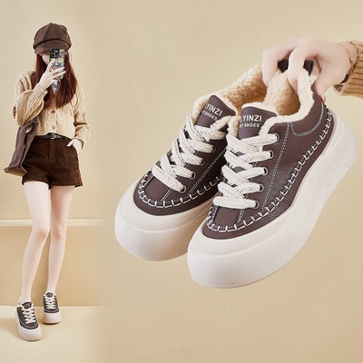 2025冬季加绒小白鞋新款韩版ins女学生保暖板鞋休闲鞋xfh8279爆款