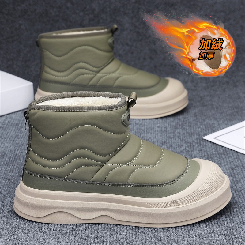 冬季男士户外厚底高帮短靴加绒加厚保暖大棉鞋东北防水防滑雪地靴