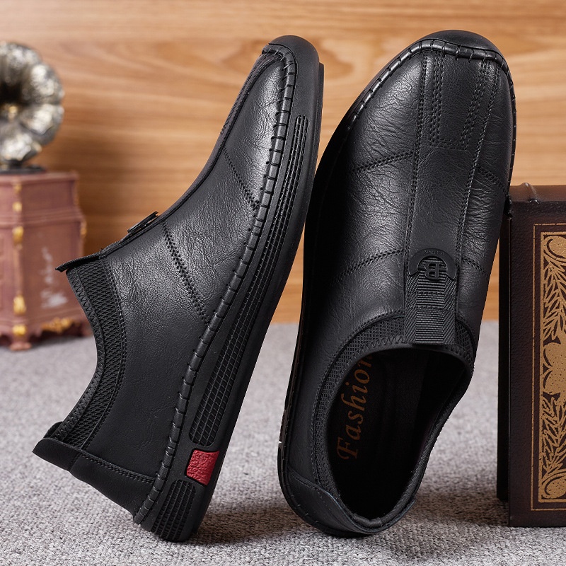 2025秋冬新款男士百塔休闲男手工缝线透气男鞋懒人一脚蹬加绒棉鞋