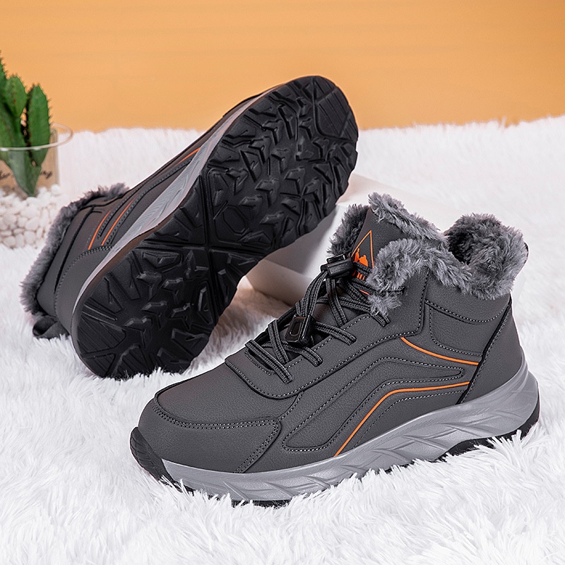 新款皮面防水健步鞋防滑老人鞋中老年妈妈鞋爸爸休闲运动鞋棉鞋