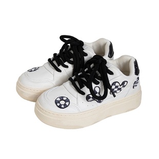 休闲鞋 女百搭新款 子女 手绘棋魂配色主题字母板鞋 白2025新款