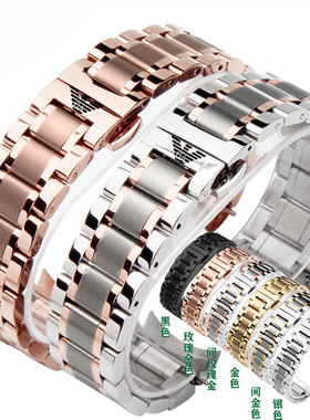 适配阿玛尼手表带钢带原装款精钢男AR2434 2447 60008 1981蝴蝶扣