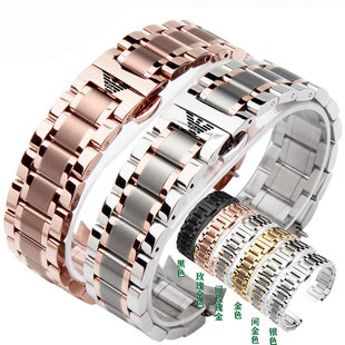 60008 适配阿玛尼手表带钢带原装 2447 精钢男AR2434 1981蝴蝶扣 款