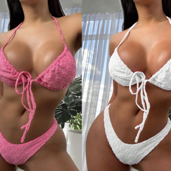 Sexy lace up fresh split swimsuit 欧美裹胸泳装分体泳衣