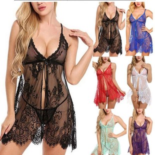 slipdress eyelashes see through pajamas透視吊帶開衩睡衣 slit