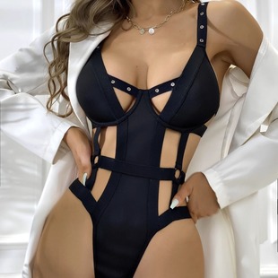 sexy jumpsuit性感女式 women strappy 绑带镂空连体 Underwear