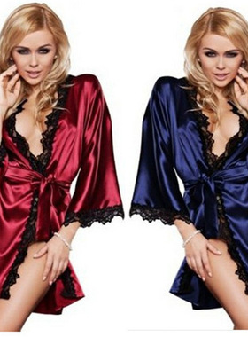 Pajamas simulation silk robe bathrobe bathrobe
