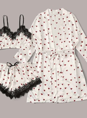 The new pajamas condole belt three-piece suit 女士睡衣三件套