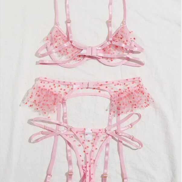 erotic lingerie sexy perspective three-piece set