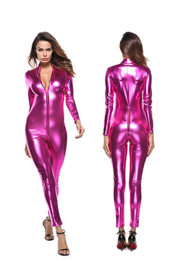 Sexy zippered stand up collar jumpsuit性感拉链立领紧身连体裤