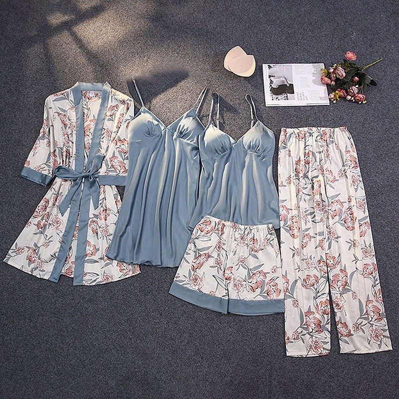 Women's solid V-neck suspender pajamas 女士纯色V领吊带睡衣