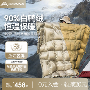北山狼羽绒睡袋成人冬季加厚防寒冰零下户外露营轻量化被子两用黑