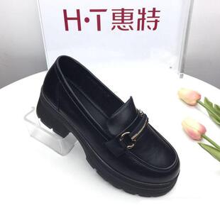 惠特品牌厚底乐福鞋女春季新款百搭复古显脚小英伦风小皮鞋单鞋