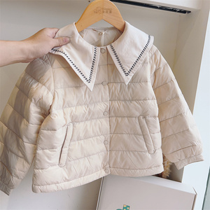 女童初冬轻薄羽绒服中大童翻领羽绒衣外套2023秋冬装新款儿童外衣