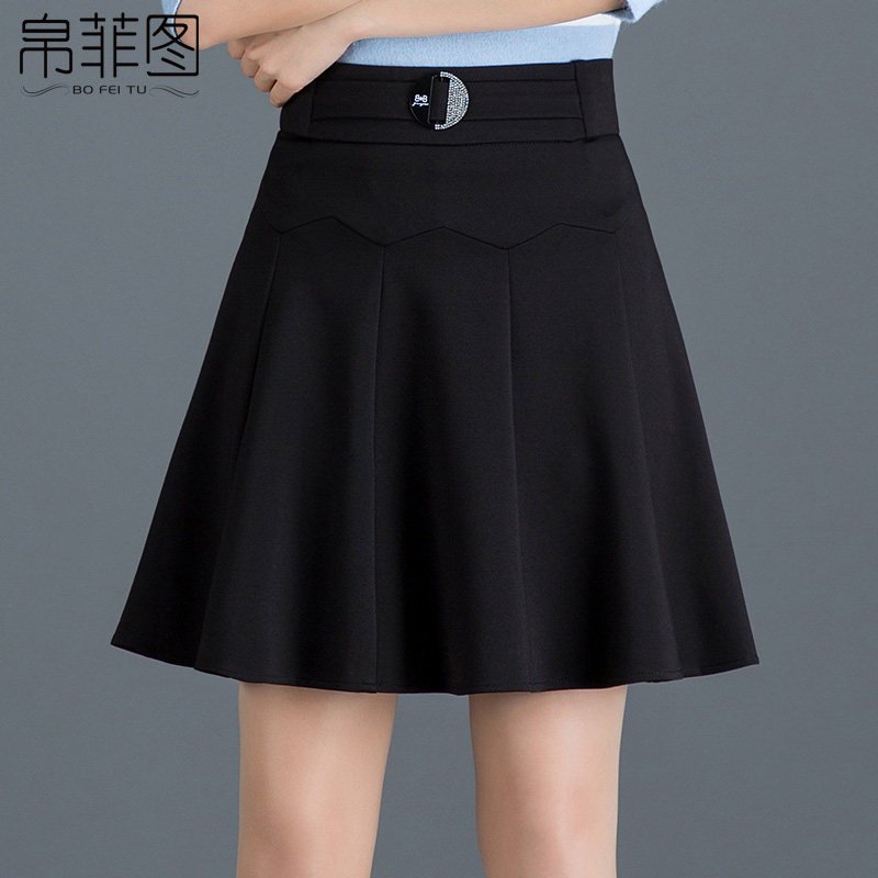 黑色半身裙秋冬短裙女裙2021松紧腰大码裙百褶裙防走光裤裙a字裙