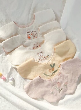 ins韩版宝宝纯棉围嘴360度可旋转婴儿口水巾防水新生儿防吐奶围兜