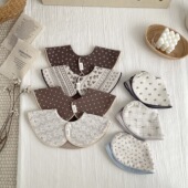 宝宝纯棉a类棉婴儿口水巾日系360°旋转围嘴宝宝防吐奶围兜双面带