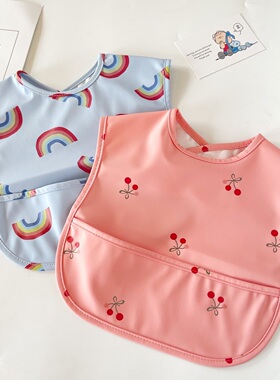 ins宝宝口水兜丹麦儿童辅食饭兜北欧风婴儿PU围兜防水防脏围嘴潮