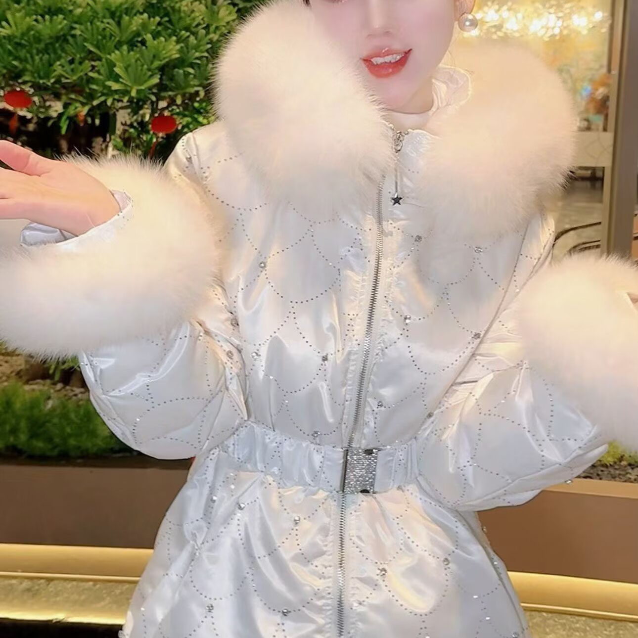 中长款羽绒服女冬季新款韩版气质修身收腰显瘦狐狸毛白鸭绒外套潮