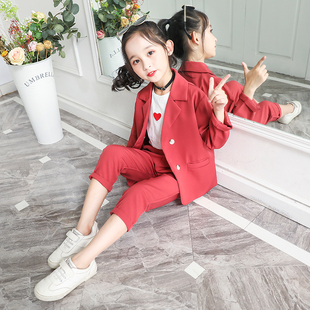 女童童装西服套装中大儿童韩版时尚小西装2022春季新款母女装洋气