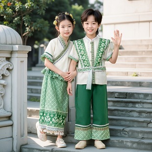 三月三少数民族服装儿6童男独龙族仫佬德昂族壮族六一表演民族服8