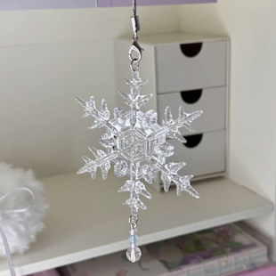 不想洗澡手作 雪花串珠少女心ccd挂绳手机链可爱挂件 大雪将至