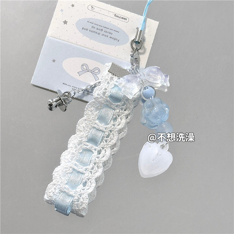 不想洗澡蝴蝶结爱心猫爪手机链