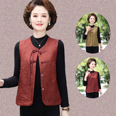 大码 马甲坎肩中老年女装 复古盘扣上衣国风马夹 新中式 妈妈春秋薄款