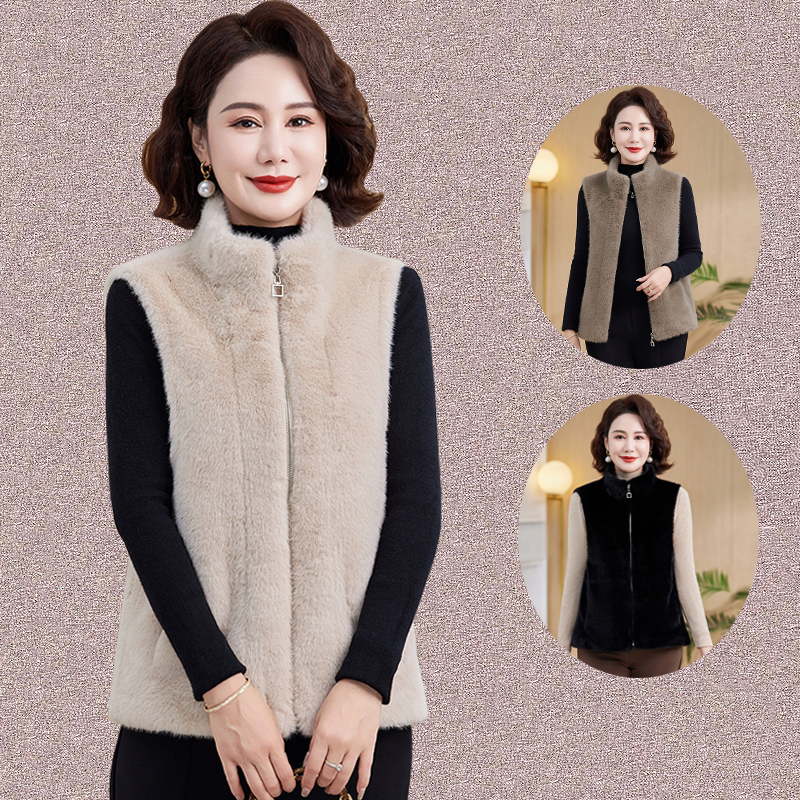 大码纯色拉链上衣马夹坎肩