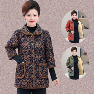 七分袖 妈妈冬装 大码 棉衣棉马甲中老年女装 保暖棉服棉马夹 加绒中袖