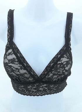 女士抹胸文胸无钢圈无垫深军绿色蕾丝透视单层性感JN包邮无扣舒适