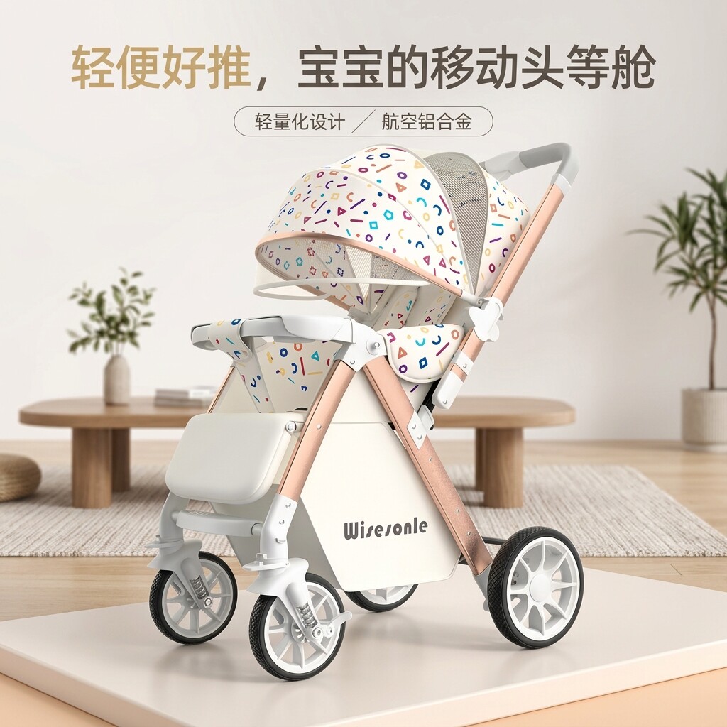 婴儿车推车可坐可躺0到3岁轻便新生婴幼儿小月龄宝宝双向多功能车